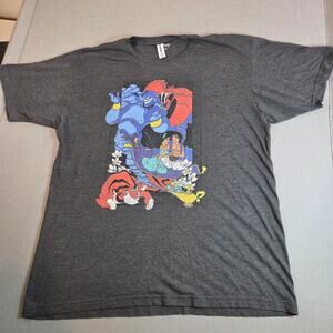 Disney Aladdin Genie Jasmine Abu Graphic Tee Shirt XL Tultex Gray